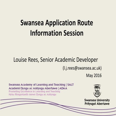 HEA Fellowship Information Slides 2016 - Swansea Application Route
