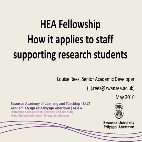 About the hea and ukpsf - its application to staff supporting research students