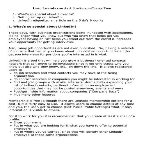 About Using Linked In