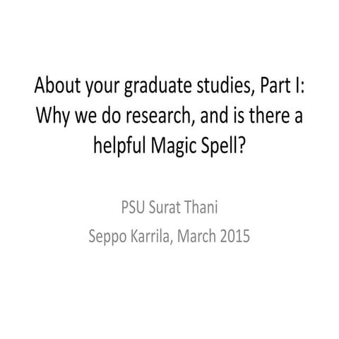 About your graduate studies part 1