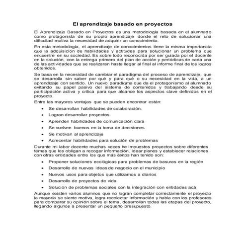 Aprendizaje basado en proyectos ABP | PDF