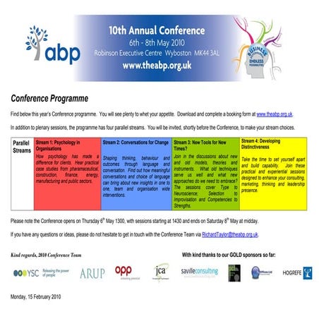 ABP 2010 Conference Programme