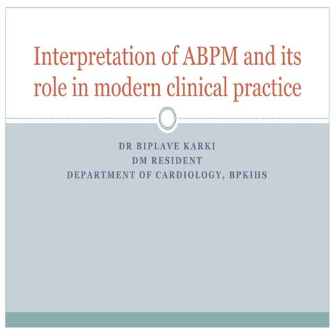 Importance of ABPM in Hypertension fffffff | PPTX