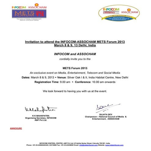 Abp's invite mets forum'13