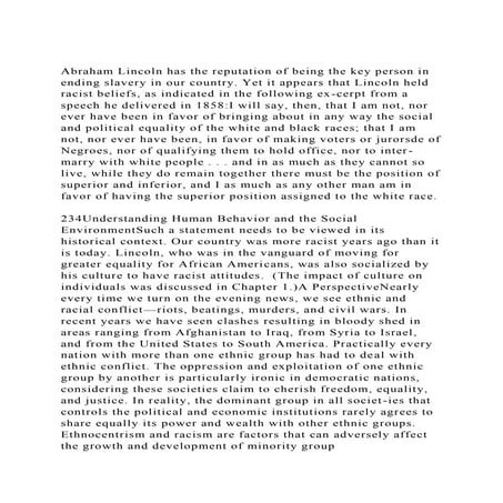 Abraham Lincoln has the reputation of being the key person in endi.docx