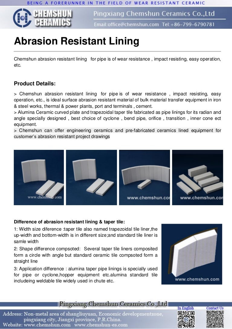 Abrasion resistantlining