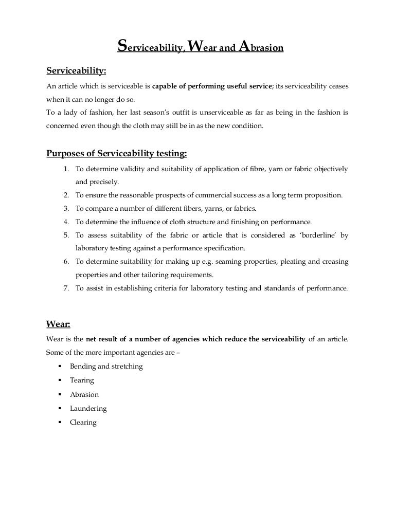 Abrasion Resistance and wear