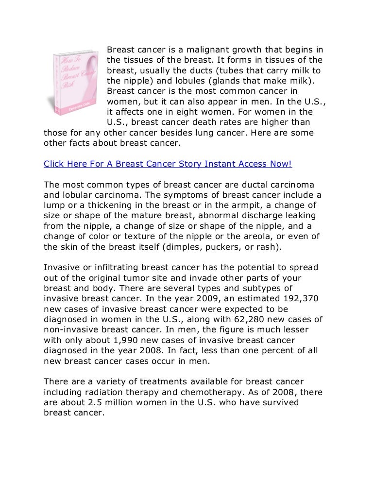 A Breast Cancer Story Facts About Breast Cancer