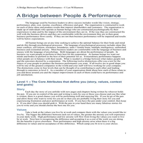 A Bridge Between People And Performance