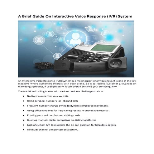 A Brief Guide On Interactive Voice Response IVR System.pdf