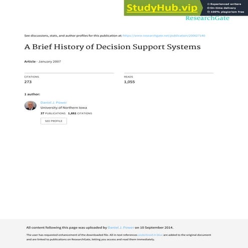 A Brief History Of Decision Support Systems