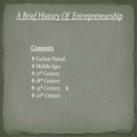 A brief history of entrepreneurship