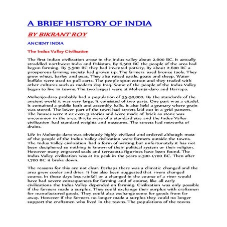 A BRIEF HISTORY OF INDIA