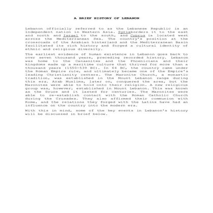 A brief history of lebanon