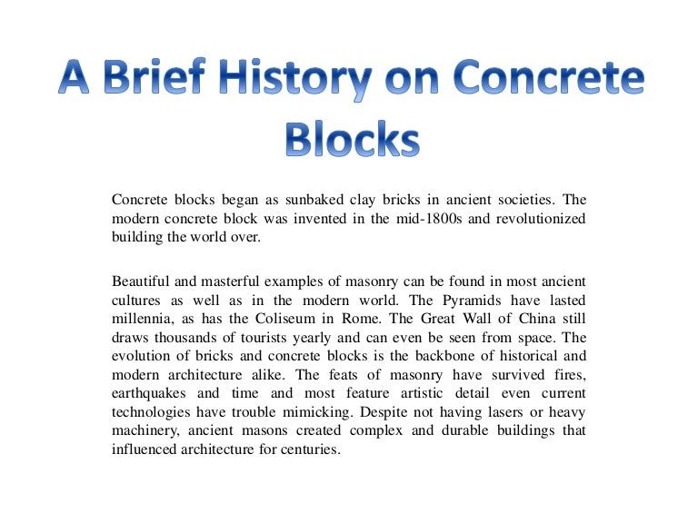 A Brief History on Concrete Blocks