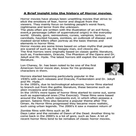 A brief insight into the history of horror movies