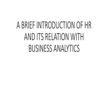 A brief introduction of hr and its relation with business analytics | PPTX