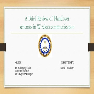 A brief review of handover schemes in wireless