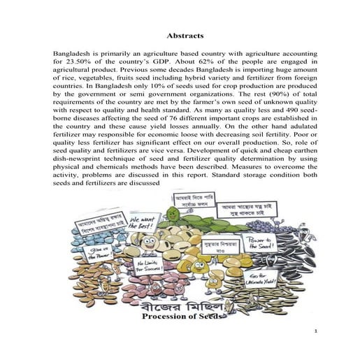 A brief Study on Quality Control Attributes of Agricultural Inputs (seeds and...