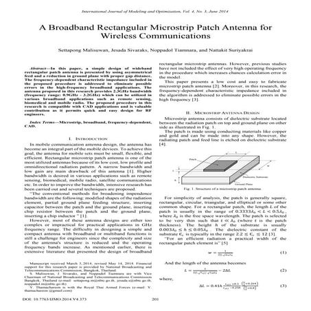A Broadband Rectangular Microstrip Patch Antenna for Wireless Communications