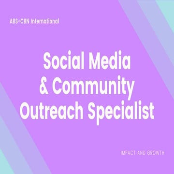 Social Media & Community Outreach Specialist | PDF