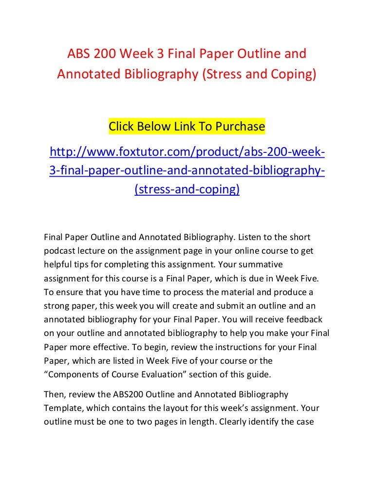 annotated bibliography on stress management