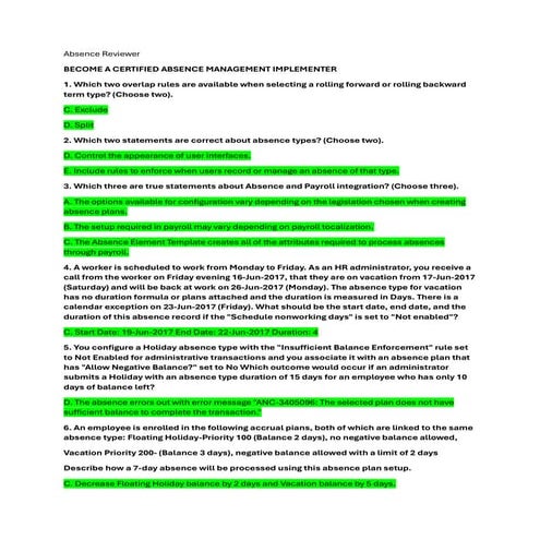 Absence management in oracle HRMS | DOCX