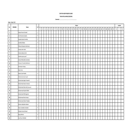 Absen Kelas 1 B 2526 1 file contoh file absensi untuk di kelas | PDF