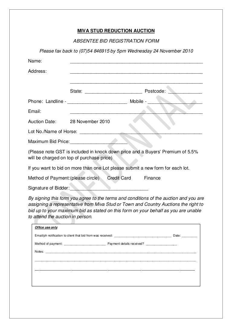 Absentee Bid Form