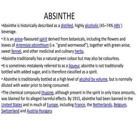 Neuropharmacology: Absinthe | PPTX