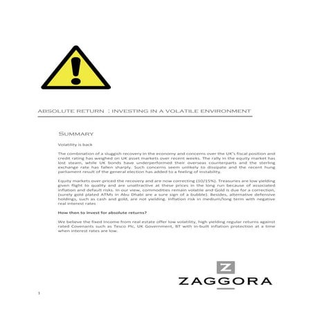 Absolute Return : Investing Through Volatility