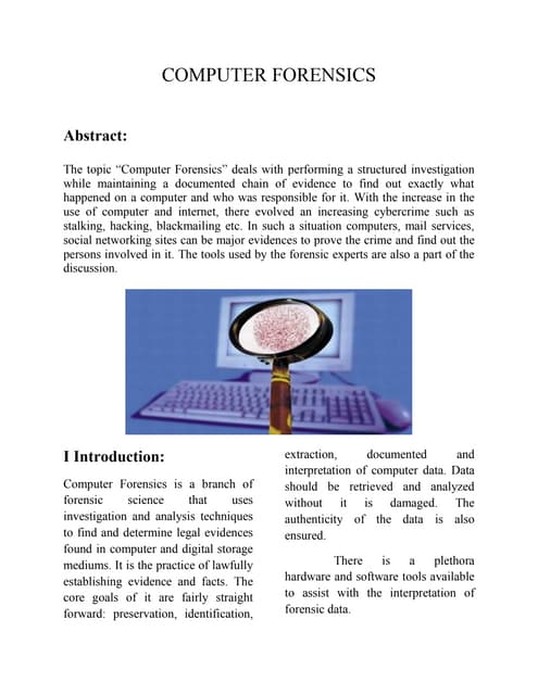 Computer forensics and Investigation | PPT