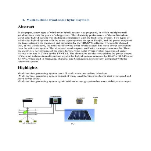 Hybrid power generation by solar –wind | PDF