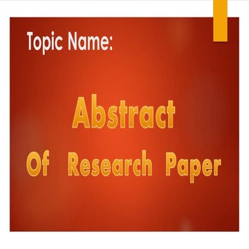 what is an Abstract & importance of an Abstract 