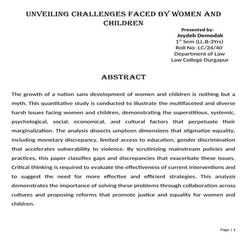 Abstract describing the issues women face | DOCX