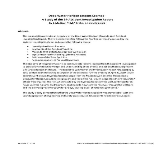 Abstract deep waterhorizonlessonslearnedpresentation