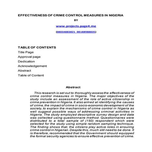 Effectiveness of Crime Control Measures in Nigeria | DOCX