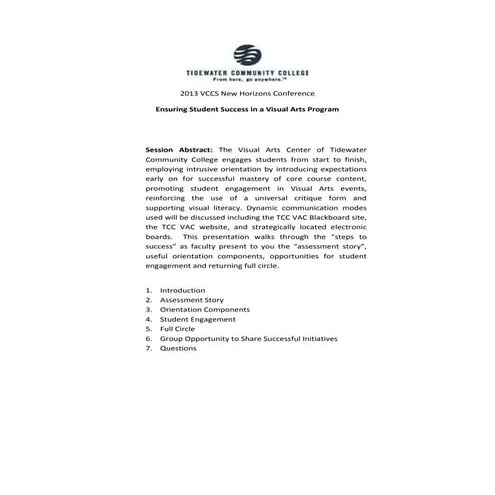 Abstract 2013 vccs new horizons conference