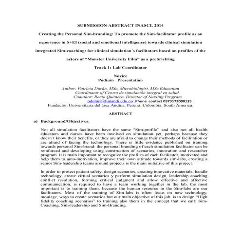 Abstract 2014 inascl final one page paty wasowsky....