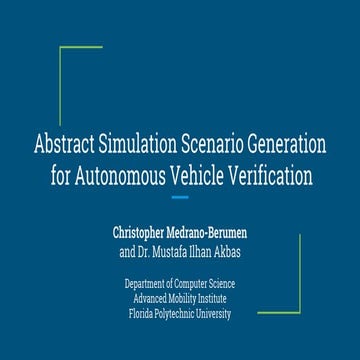 Abstract Simulation Scenario Generation  for Autonomous Vehicle Verification