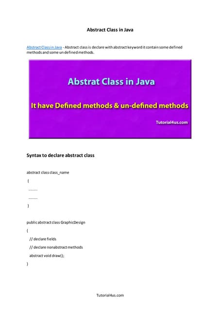Abstract class in java | PDF