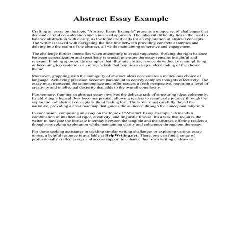 Abstract Essay Example. Spartanburg Community College | PDF