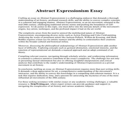 Abstract Expressionism Essay. Bronx Community College - CUNY