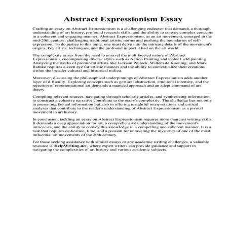 Abstract Expressionism Essay