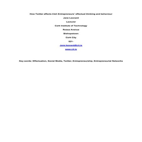 Abstract for International Conference on Small Business