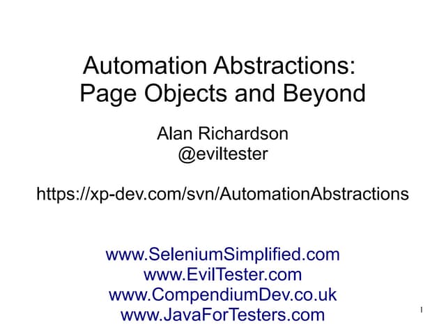Automation Abstraction Layers: Page Objects and Beyond