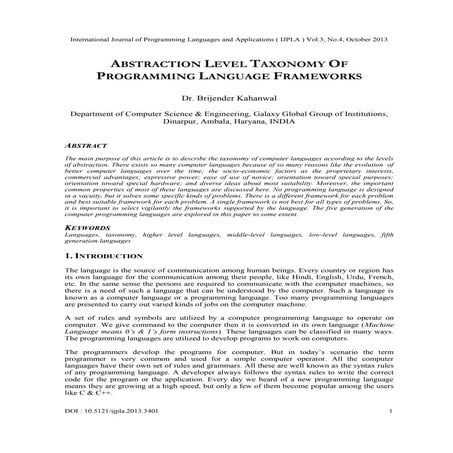 Abstraction level taxonomy of programming language frameworks | PDF