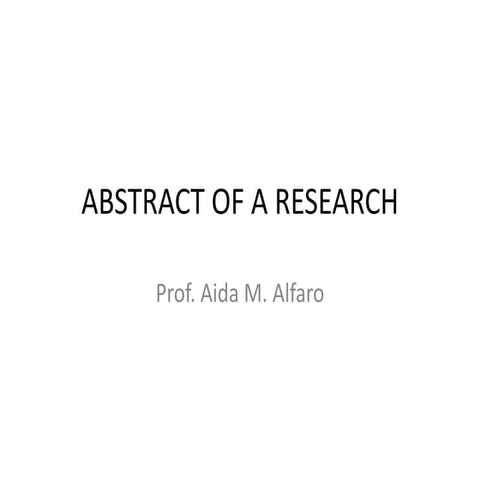 Abstract of a research