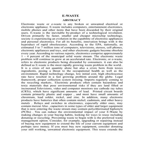 presentation Abstract of e waste