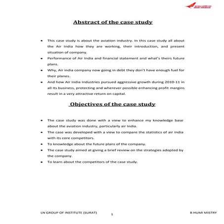 Abstract of the case study